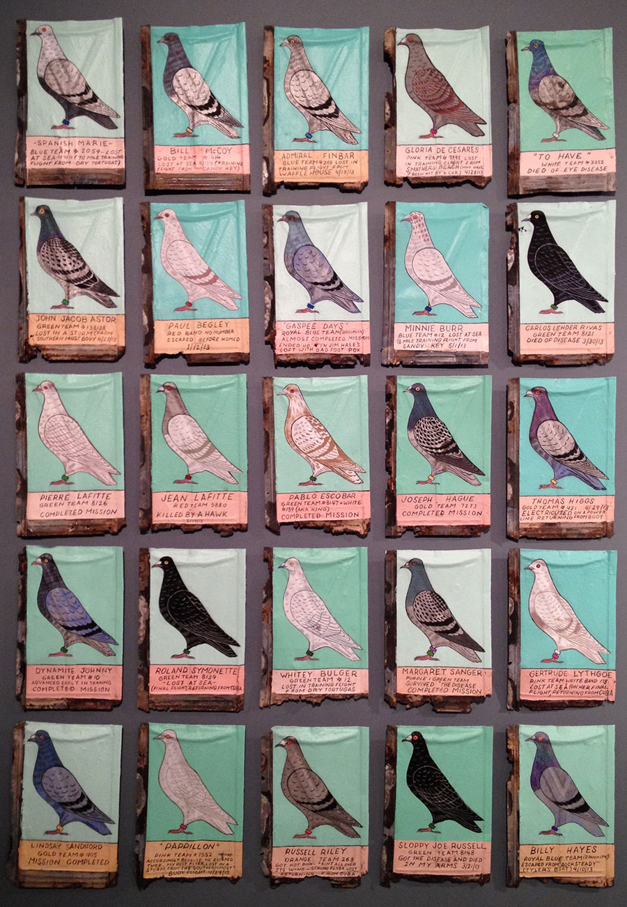 Pigeon paintings by Duke Riley