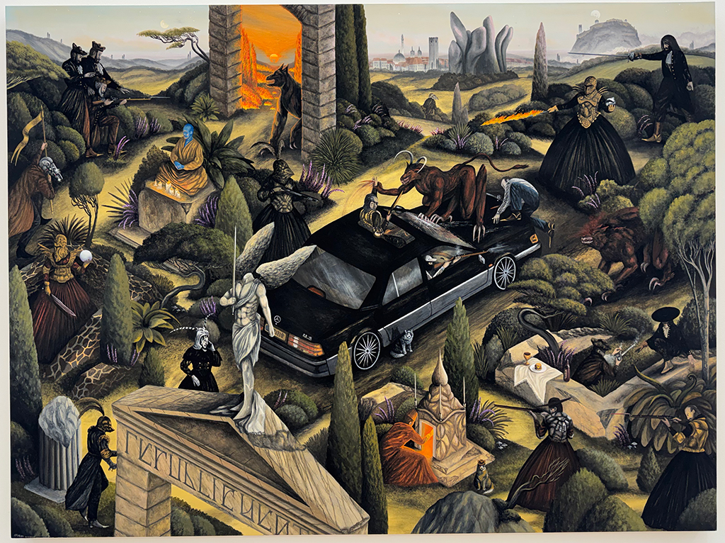 Hydeon, gouache on wood panel